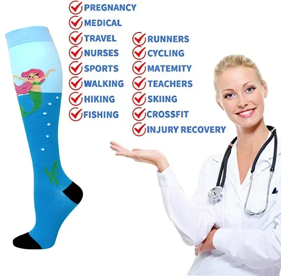 Running New Compression Stockings Pressure Nursing Socks For Edema, Diabetes, Varicose Veins, Blood Circulation Sports Socks