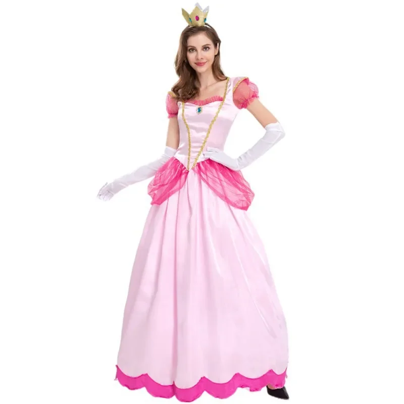 Super Brothers Princess Peach Cosplay Costume pour femmes et filles, robe trempée, tenues, uniforme, Halloween, fête d'anniversaire, carnaval