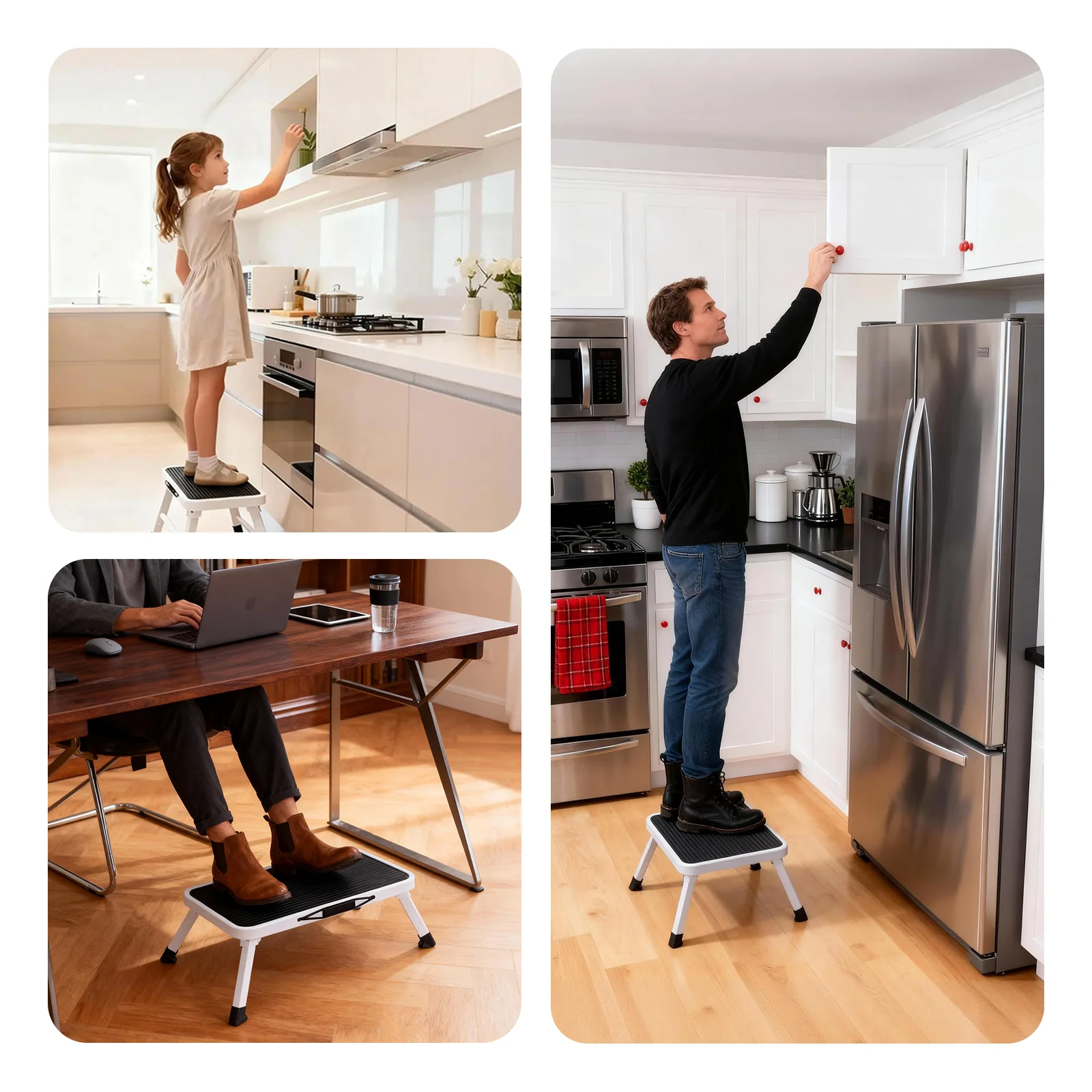MCQ 1-Step Ladder with Carrying Handle  330lbs Capacity Sturdy Metal Stool Foldable with Non-Slip Platform Rubber Feet  for Home image 5