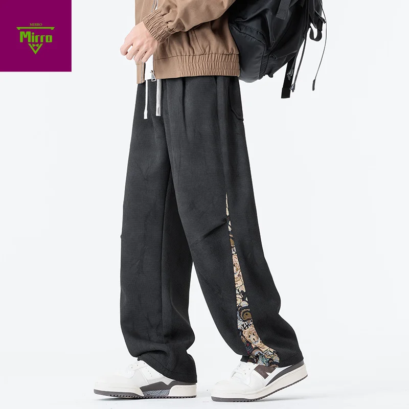 

【Mirrordust】Autumn New Chinese Style Straight Casual Pants Men Black Large Size Polyester Fiber Long Pants