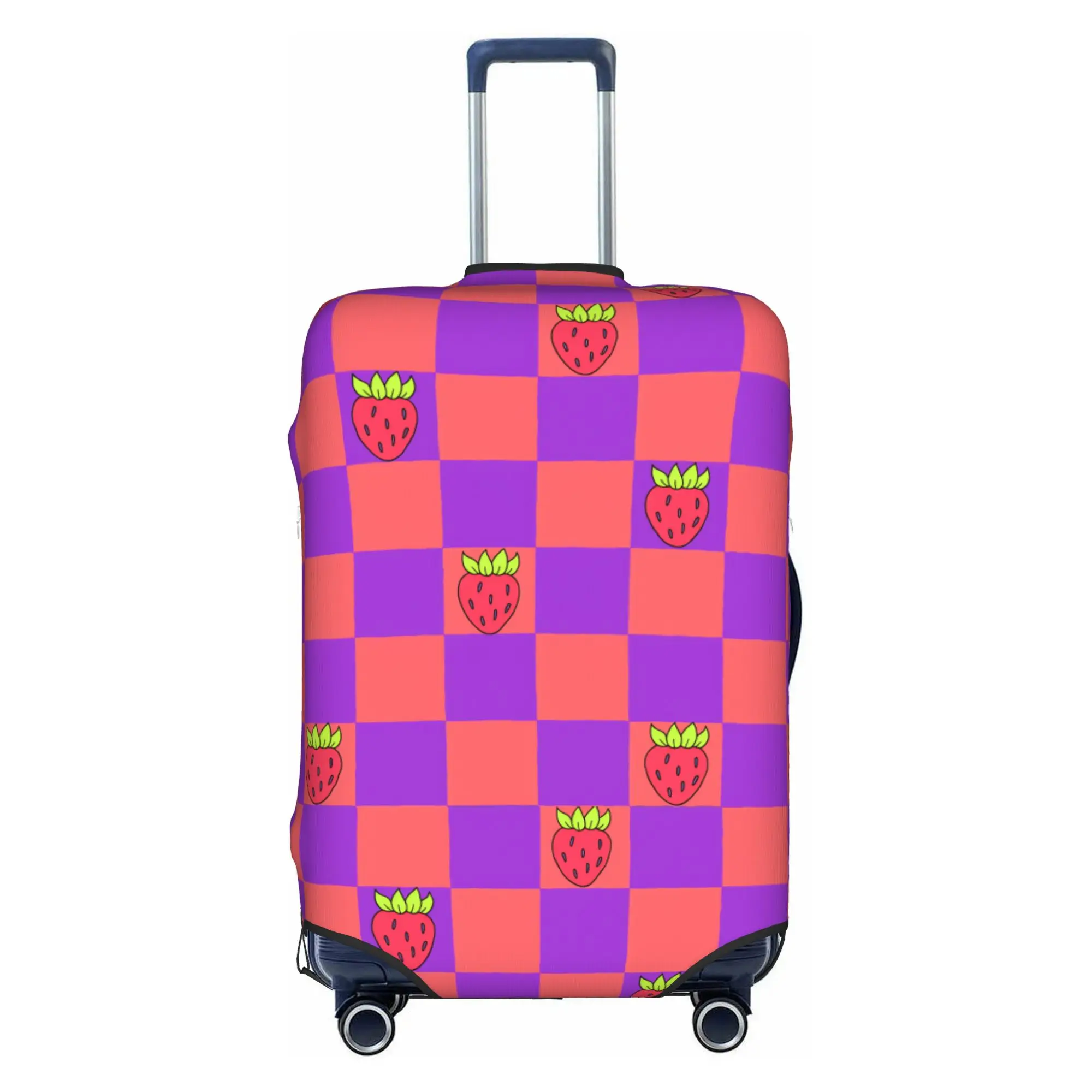 Cute Checkerboard Strawberry Luggage Cover Protector Dust Proof Fruit Coral Purple Travel Suitcase Covers