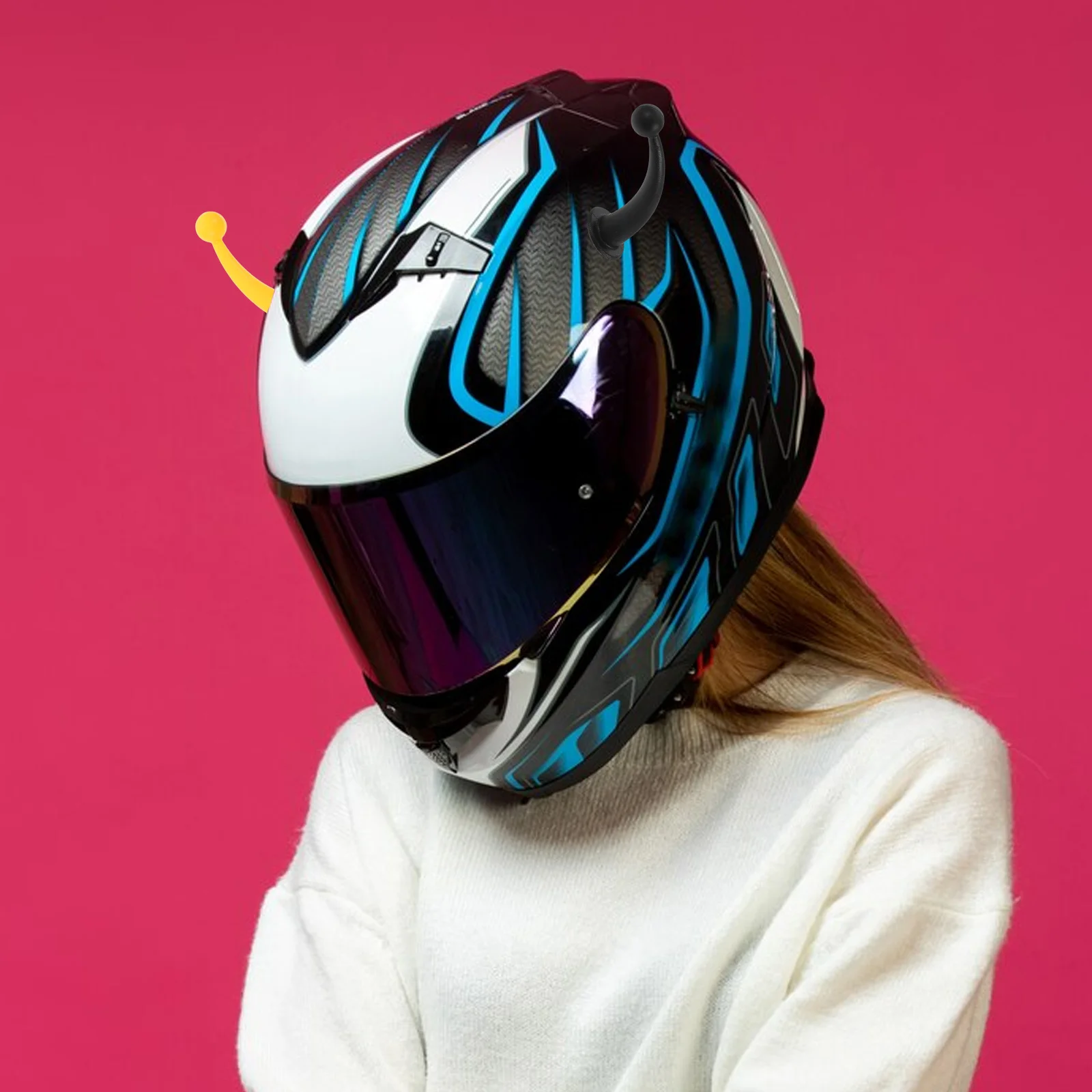 

2pcs Cute Decoration For Motorcycle Bike Cycling Ski Universal Horn Ears Decor, Silicone Bee Antenna