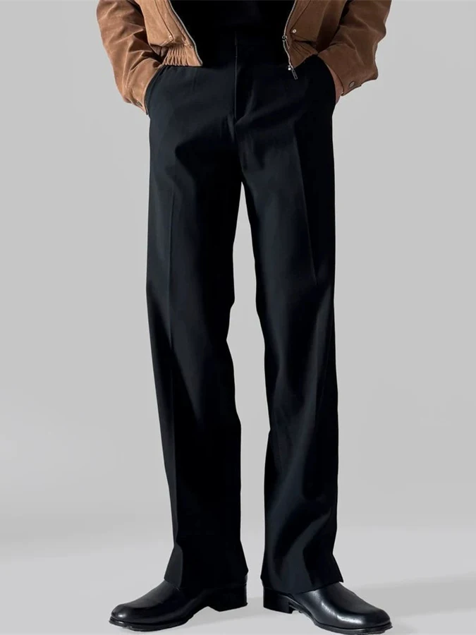 

Мужские повседневные прямые брюки, не гладкие свободные брюки для спецодежды, брюки для костюма, американские брюки со средней талией на молнии