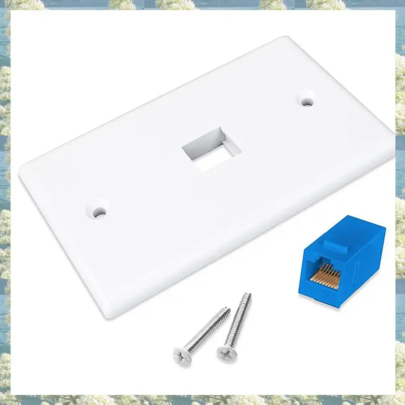 لوحة حائط إيثرنت جديدة مكونة من 4 منافذ، RJ45 Cat6 أنثى إلى أنثى جاك لوحات وجه مقرنة مضمنة، منفذ واحد