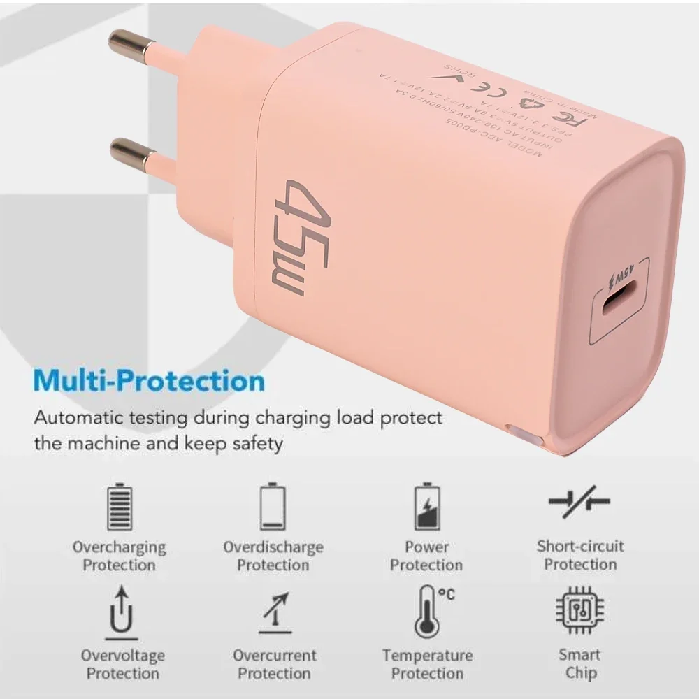 Colorful Type-C Fast Charger EU/US/UK Mobile Phone Chargers USB C Charging Plug Universal Adapter For iPhone Samsung Huawei OPPO - náhled 3