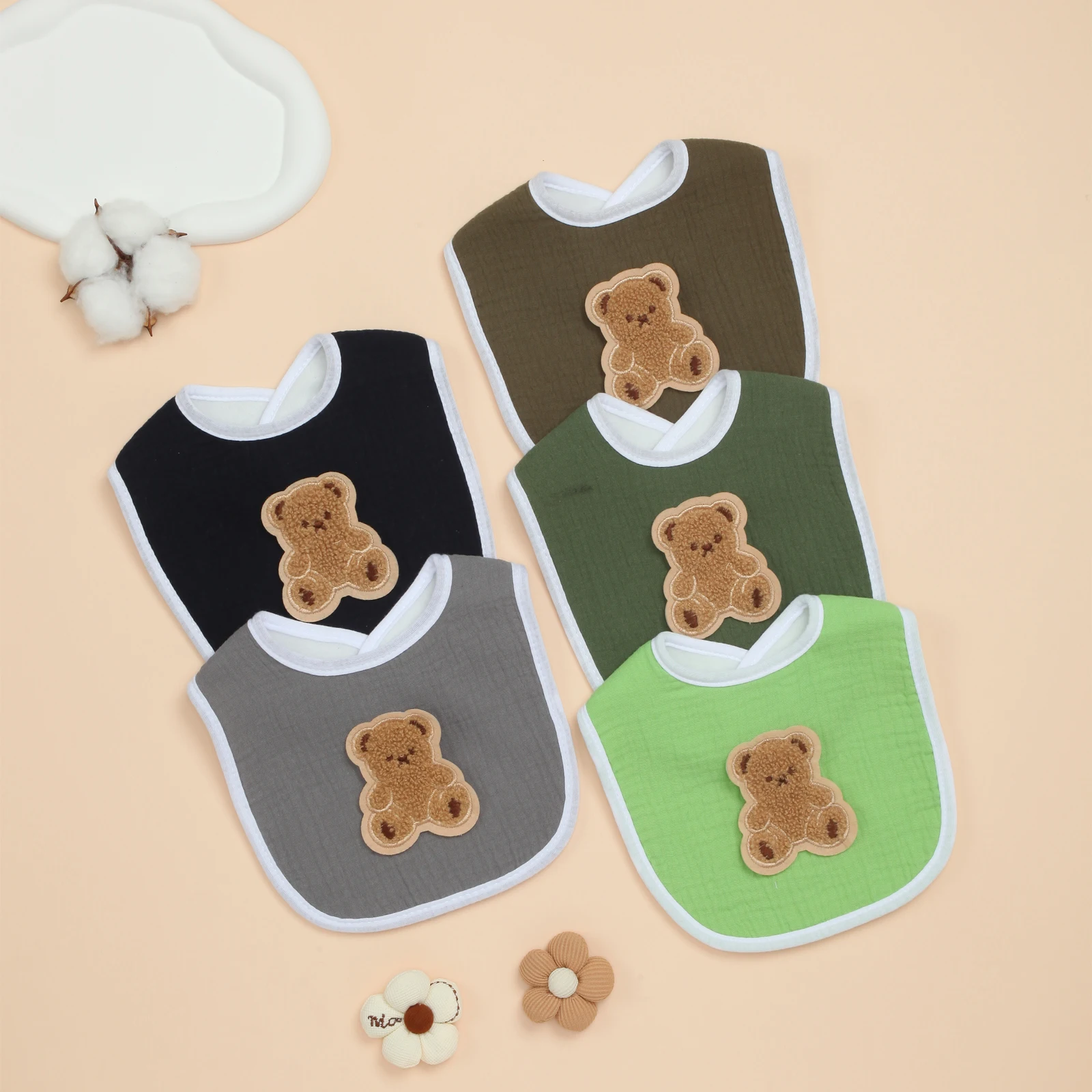 

Комплект из 5 хлопковых детских нагрудников для слюней для мальчиков и девочек, очень мягкие впитывающие нагрудники для новорожденных, регулируемая застежка, прорезывание зубов, кормление