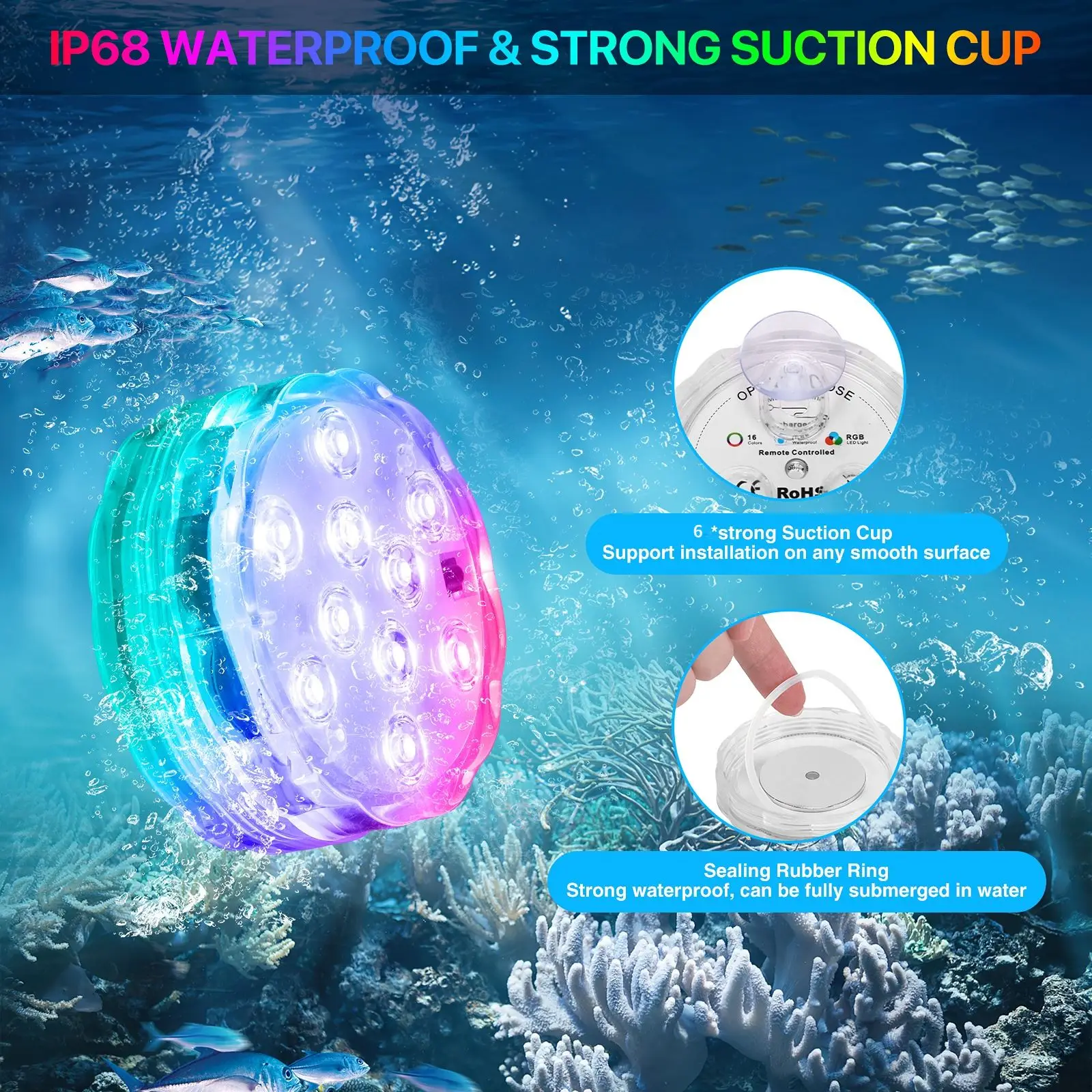 LED Underwater Lights RGB Submersible Light IP68 Waterproof With Remote Controller Swimming Pool Night Lamp Decor Wedding Party