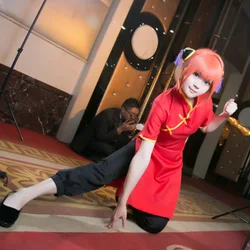 Gintama Soul Kagura Cosplay Costume Women Men Japanese Anime Kagura Chinese Dress Cosplay Kungfu Wear Cheongsam Outfits