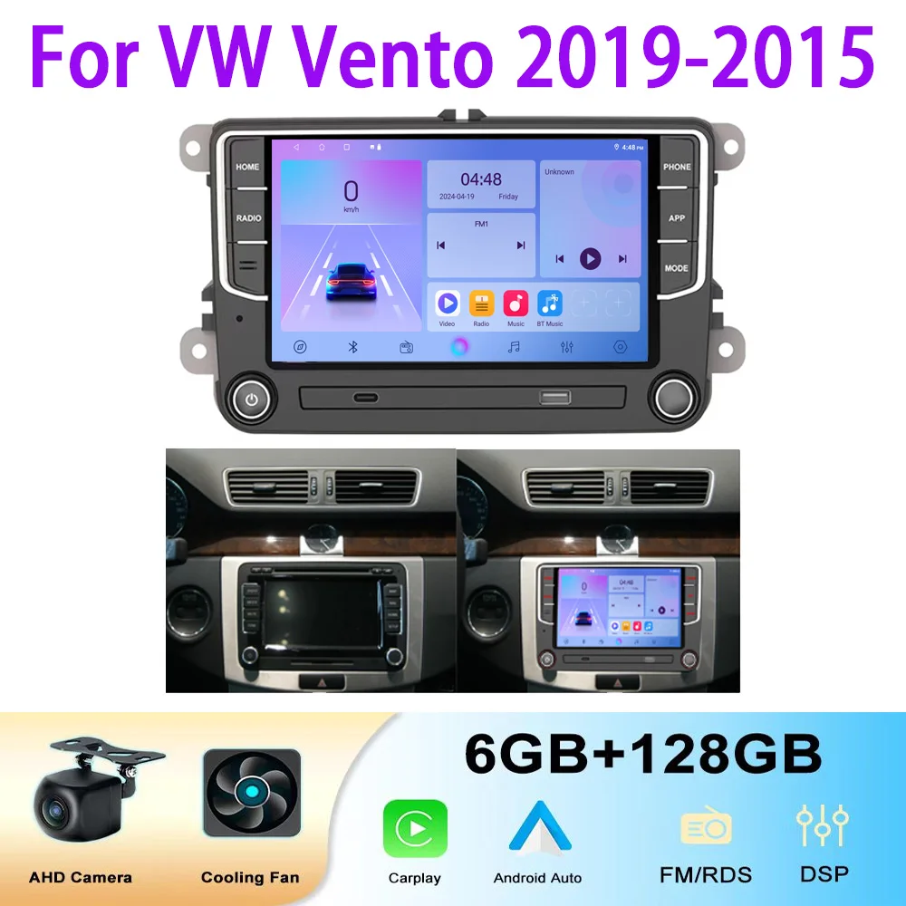 

7" Stereo Car Radio For VW Vento 2019-2015 Multimedia Video Player Stereo Audio Head Unit Carplay BT Wifi 2Din GPS Navigation