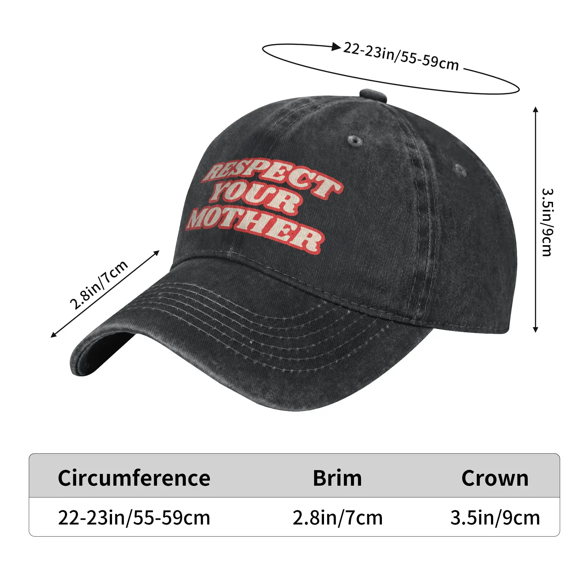 Respect Your Mother! Comfort Colors Crop Sun Baseball Cap  Classic Men Women Washed Trucker Hat Sun-Proof Snapback Cap Gift