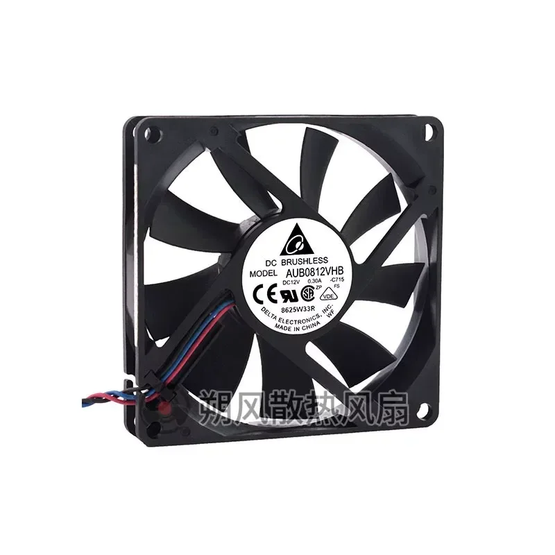 for Delta AUB0812VHB 8015 12V 0.3A 3-Wire Tachometer Chassis Ultra-Thin Cooling Fan
