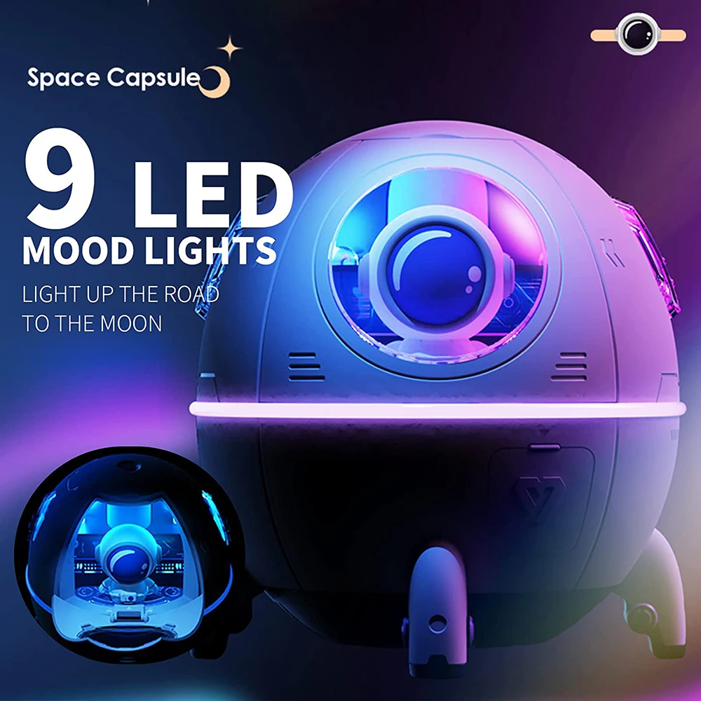 220ML Space Capsule Air Humidifier USB Ultrasonic Cool Mist Aromatherapy Water Diffuser with Led Light Astronaut Humidificad