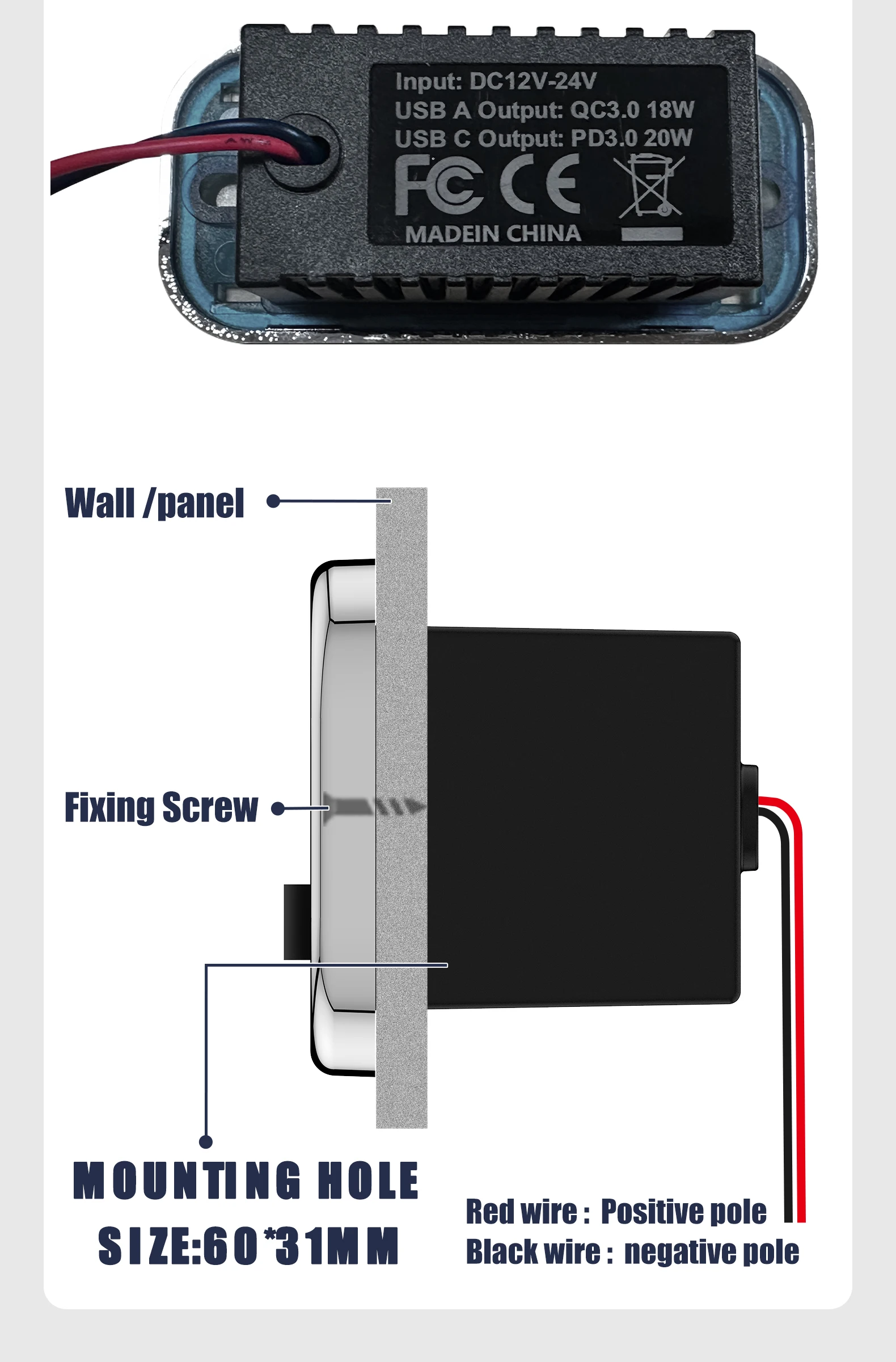 76 W Dual PD Dual QC3.0 Typ C USB Schnellladegerät 3.0 mit Schalter Schnellladung 4 Ports Power Panel für Bus ATV Auto LKW Marine – Detail 4