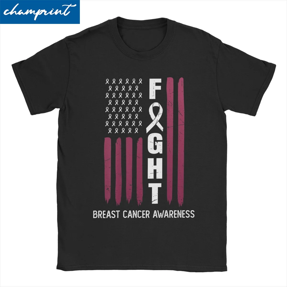 Humor eua bandeira rosa mês de conscientização do câncer de mama camiseta para homens mulheres algodão t camisa de manga curta camiseta plus size roup