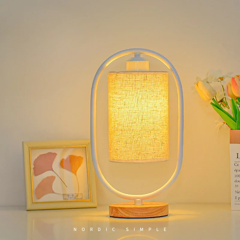 좋은 북유럽 테이블 램프 침실 야간 조명 단단한 나무 분위기 조명