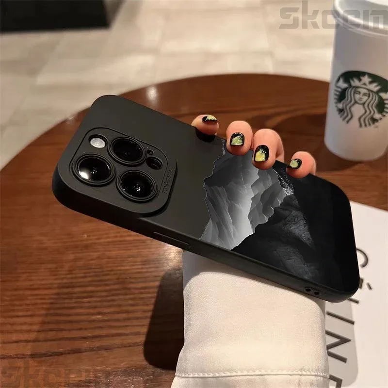 Black Mountain Peak Pattern Case For Samsung Galaxy S25 S24 S23 Ultra S22 Plus S21 FE S20 A55 A54 A15 A35 Shockproof Cover - náhled 3