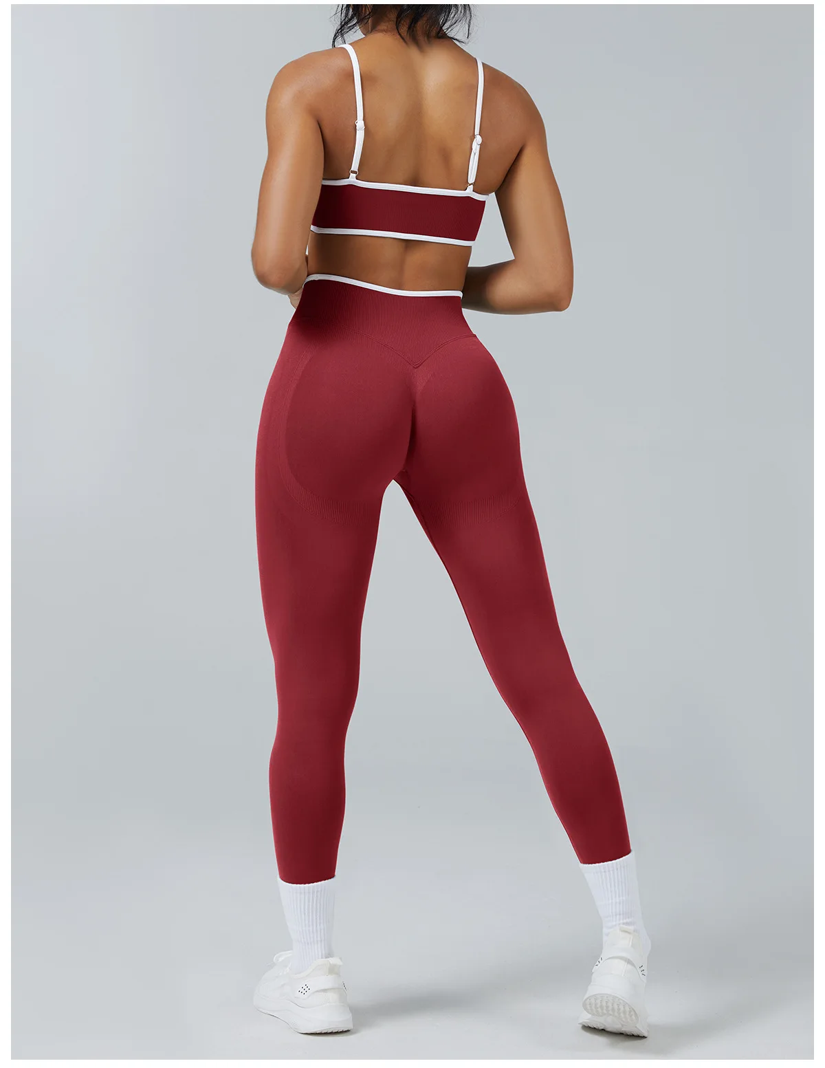 Women's Color Block Seamless High-Stretch Yoga Set, Butt Lifting Yoga Pants, Breathable Quick-Dry Active Workout Outfit image 6