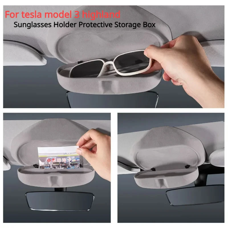 

For Tesla Model 3 Highland 2024 Suede Glasses Case Sunglasses Eyeglasses Protective Storage Box Organize Modeling Accessories