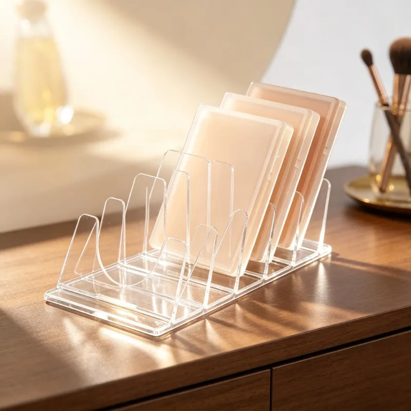 Eye Shadow Tray Storage Box Transparent Partition Cosmetics Storage Rack Dressing Table Desktop Cosmetics Display Rack