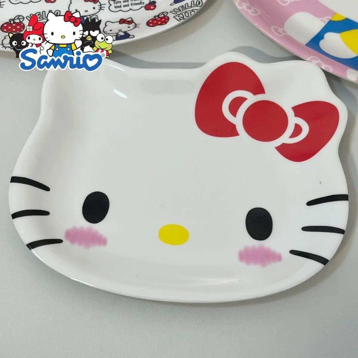 Sanrio Hello Kitty Cartoon Plate Cute Fruit Snack Plate Dish Children's Drop-proof Picnic Plate Home Dishes Utensils for Kitchen view 2