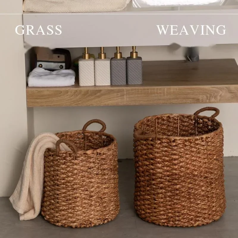 High Appearance Level Handmade Grass Woven Dirty Clothes Basket Home Toilet Laundry Basket Living Room Toys Storage Basket