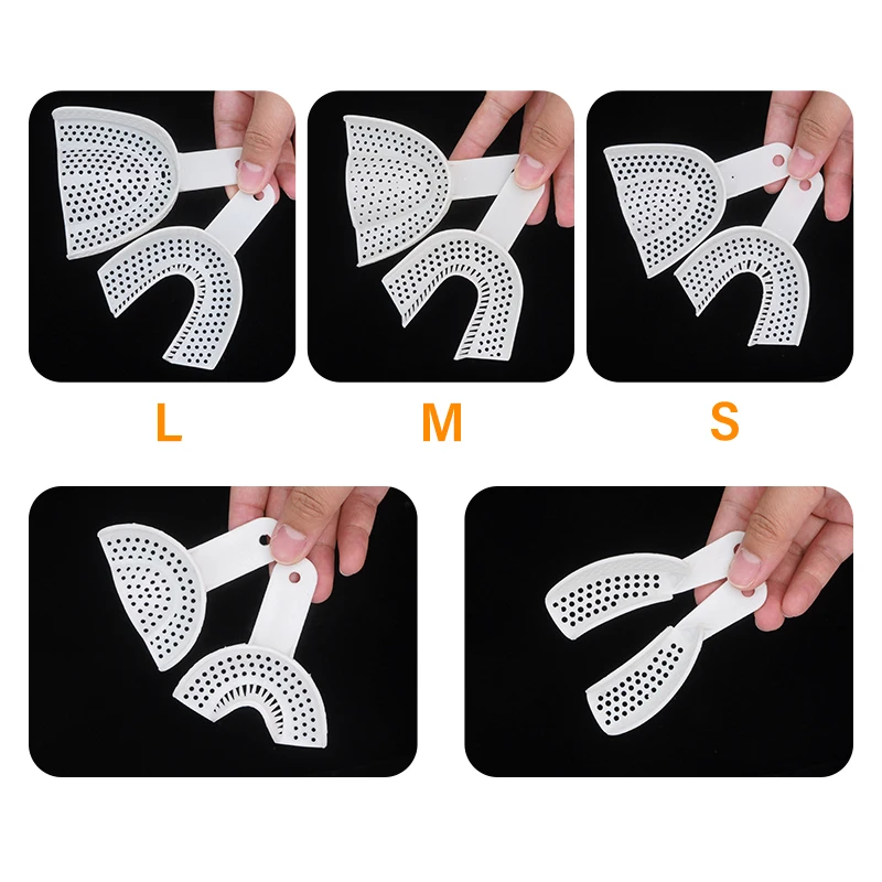 

10Pcs/set Dental Plastic Impression Trays Perforated S/M/L Bite Tray Teeth Holder Disposable Plaster Mold Tray Dentist Materials