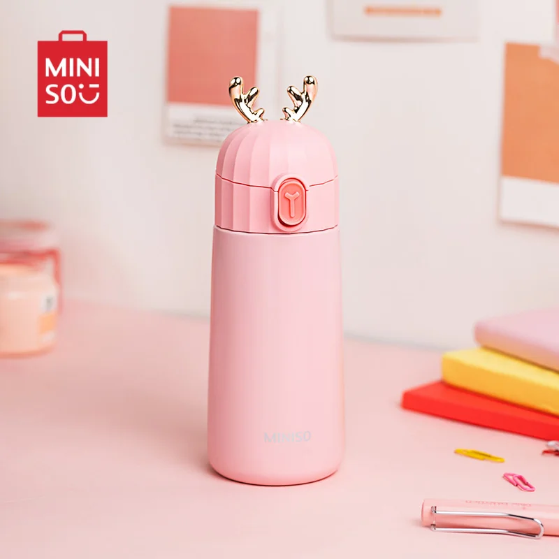 MINISO Modern Bear Thermos Cup 270ml Cute Pink Girl's  Outdoor Portable Large Capacity Cartoon Children's Toy Birthday Gift