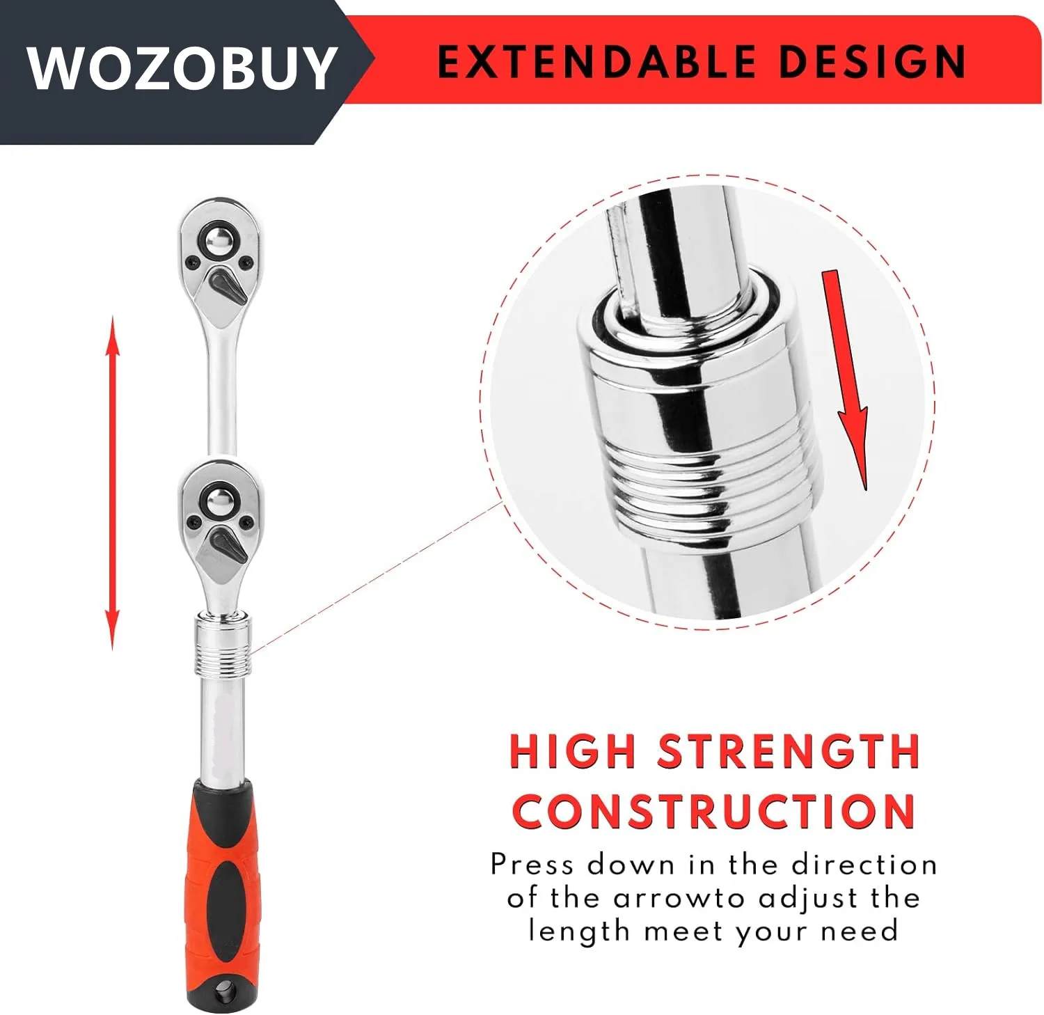 WOZOBUY Extendable Ratchet Wrench Set, 1/4\