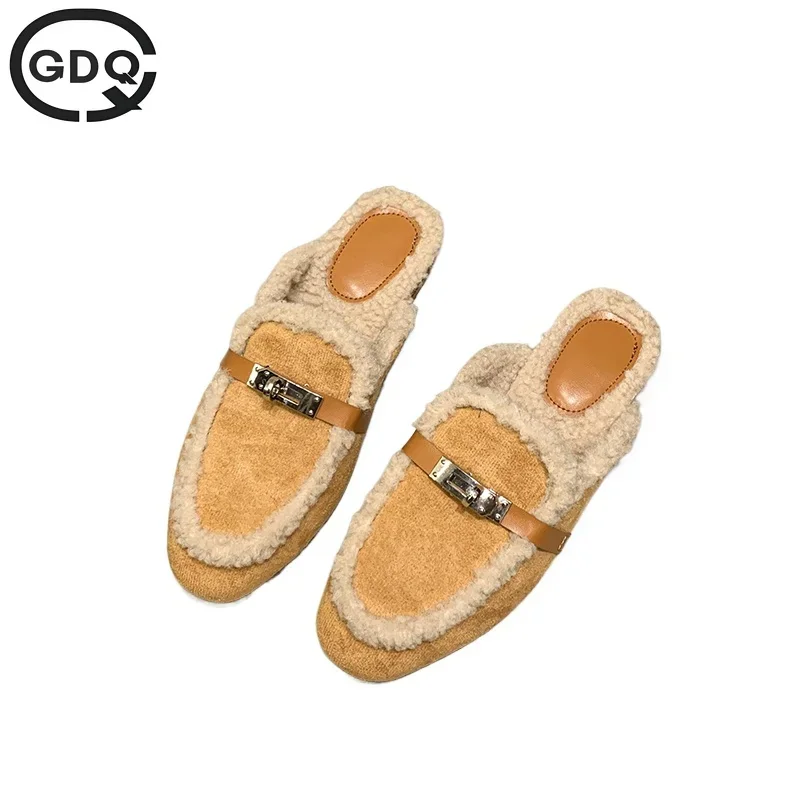 

GDQQ 2024 Fall and Winter New Soft Bottom Bean Bean Shoes Comfortable Casual Loafers Anti-skid Flat Cotton Shoes