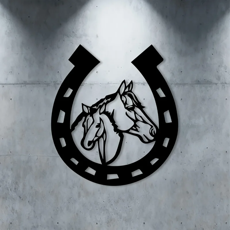 CIFBUY Wrought Iron Horse Wall Decor Western Horsehead Silhouette Cutout Metal Wall Art Black Barn Ranch Farmhouse Living Room G