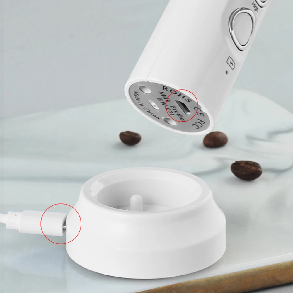 3 In 1 Draagbare Oplaadbare Elektrische Melkopschuimer Schuim Maker Handheld Foamer Hoge Snelheden Drink Mixer Koffie Opschuimen Wand