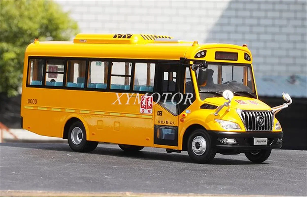 1/26 For Foton OuHui AUV Yellow School Bus Diecast Model Bus Car Yellow Toys Gifts Hobby Display Collection Ornaments