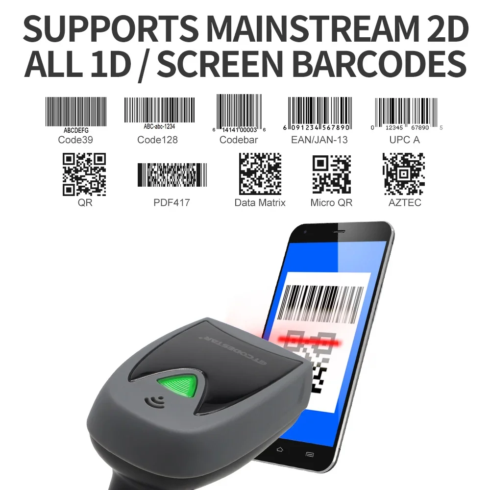 GTCODESTAR X-760E USB Qr Code Scanner 2D Barcode Scanner Handheld Bar Code Reader Wired  Portable 1D Barcode Reader for Android