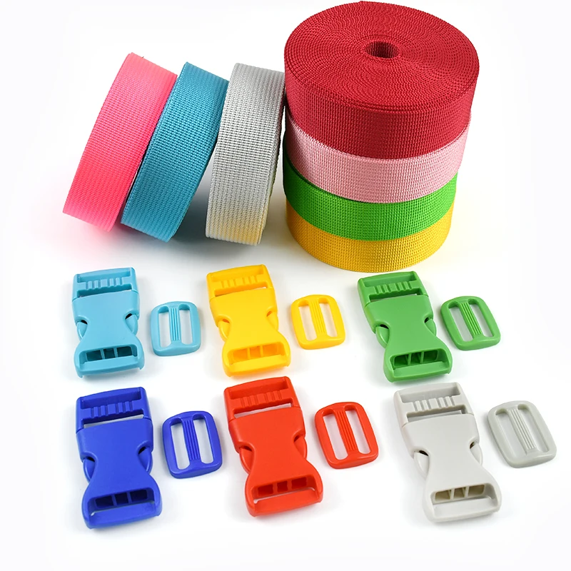2-10 مجموعات البلاستيك الإصدار إغلاق مشبك حزام الشريط على ظهره حزام حقيبة المشبك حزام ثلاثي الإنزلاق المنزلق هوك DIY بها بنفسك الخياطة التبعي