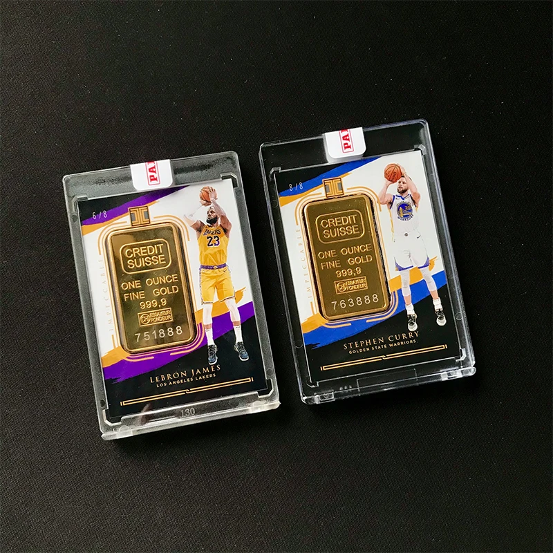 2021 Panini pequeño oro real Lakers James Warriors Curry chapado en oro pepita de oro tarjeta con incrustaciones réplica tarjeta casera chapada en oro