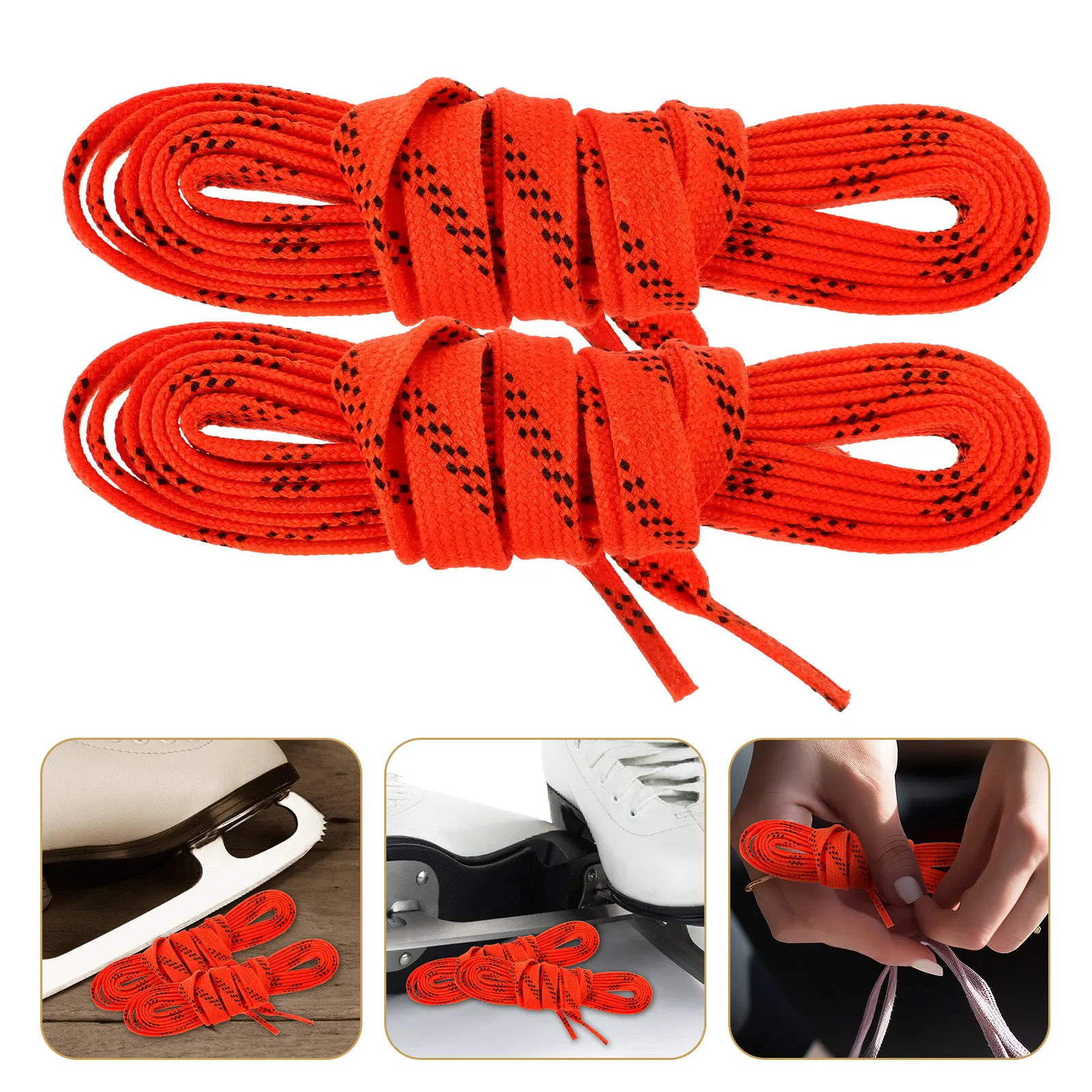 

1Pair Ice Hockey Skate Laces Decorative Wearresistant Polyester Flat Shoelaces Fashionable Shoes Accessories Wax Hockey Laces