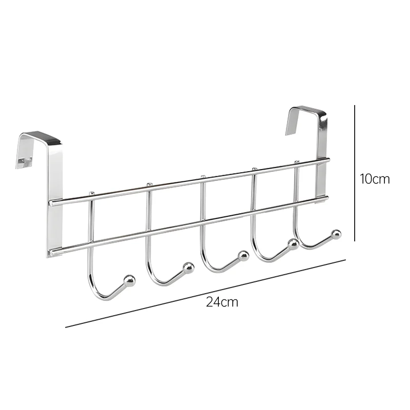 1pcs Stainless Steel 5-Hook Durable Cabinet Hooks Towel Hanger Rack Multifunctional  Coat Hanger Bathroom Kitchen Organizer