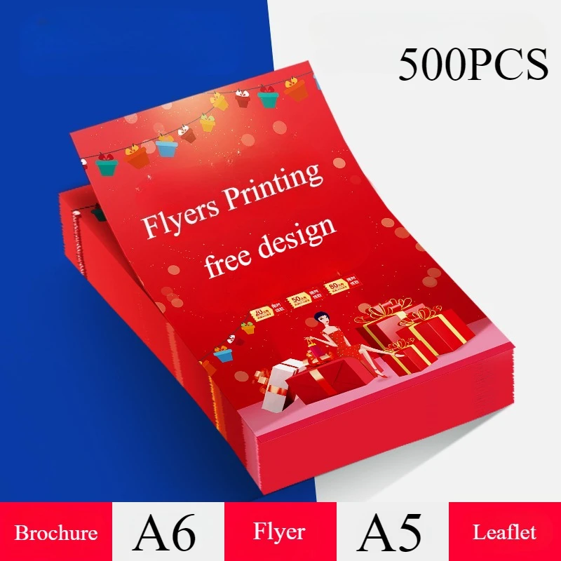 Custom Flyers A6 A5 Sizes Free Printing Business Advertising Leaflet Brochure Custom Printed Promotion Flyer