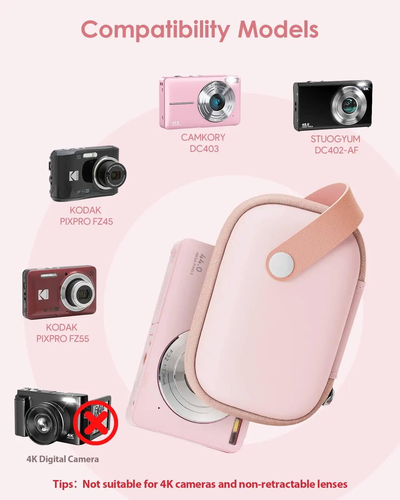 حافظة كاميرا رقمية لـ CAMKORY DC403 FHD 1080P/ KODAK PIXPRO FZ55/ FZ45/ STUOGYUM DC402-AF، حقيبة تخزين بطاقات SD للسفر #2