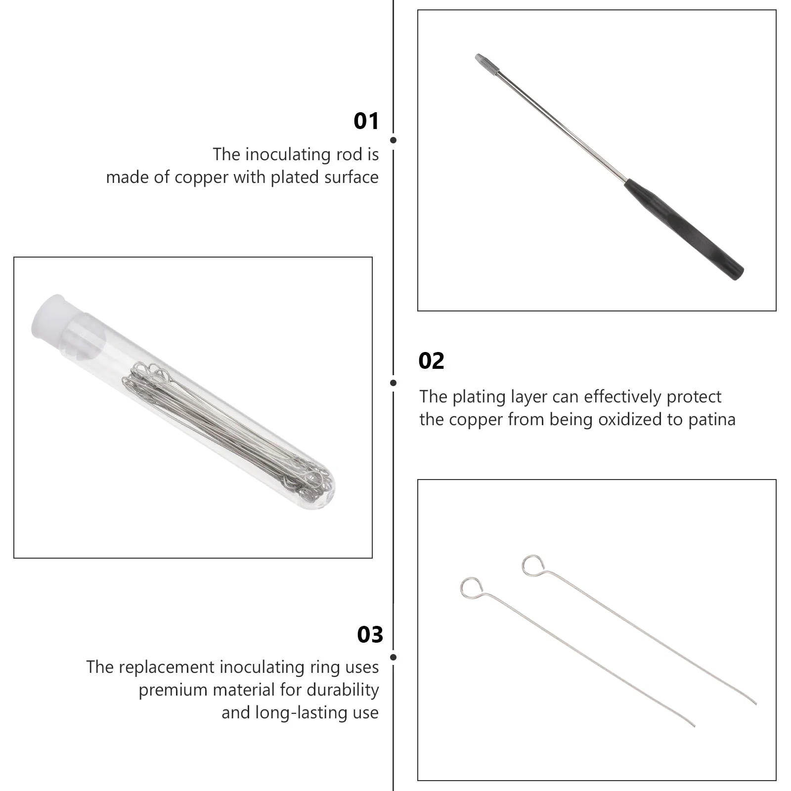 Anneau d'inoculation en cuivre pour microbiologie, anneau de boucle de poignée en surpoids, pièces les plus récentes, 92 pièces