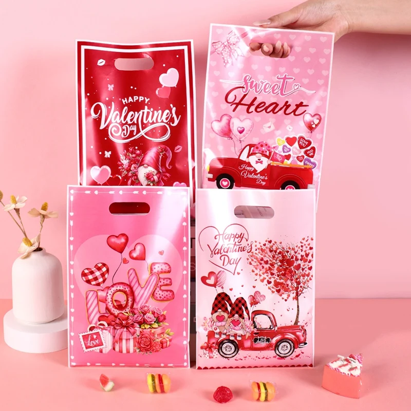 10/20/50pcs Valentines Gift Bags Love Heart Truck Gnome Candy Treat Bags for Valentine's Day Wedding Party Favor Goodies Bags