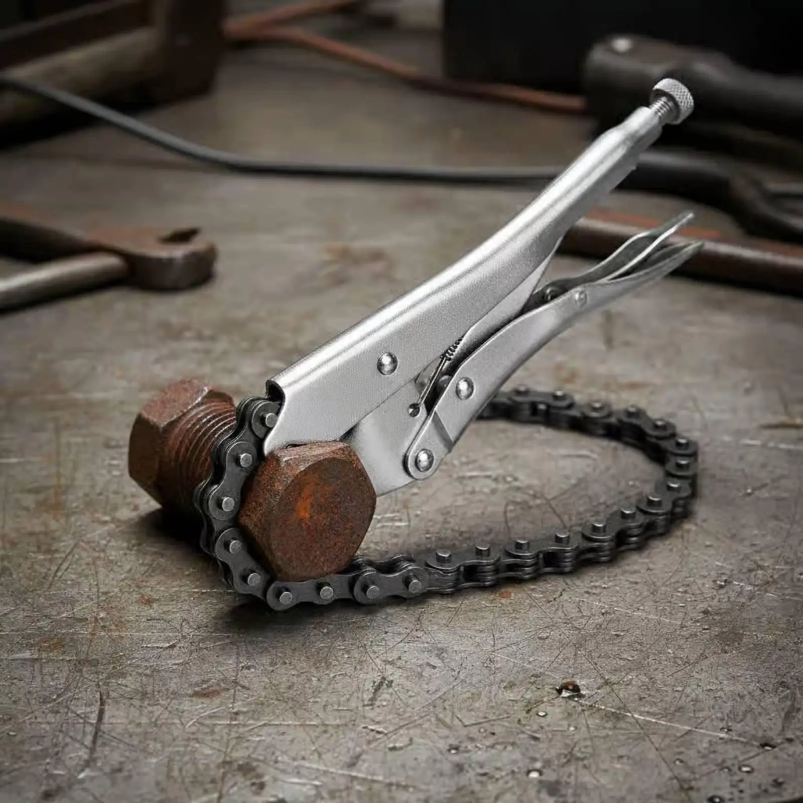 Chain Locking Plier Carbon Steel Chain Grip Wrench Quick Release Tool for Mechanics Plumbers