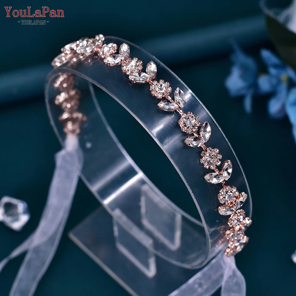 YouLaPan Wedding Head Piece Bridal Hair Accessories Shiny Rhinestone Headbands for Party Bride Tiara Forehead Headpiece HP309