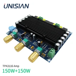 UNISIAN 150W TPA3116 Digital Audio Amplifier 2X150W 2.0 Channels TPA3116D2 Power Amplifier Board Class-D AMP With Treble Bass