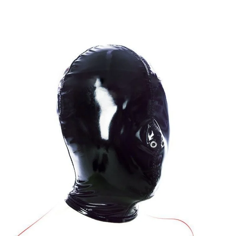 Sexy Lakleer Fetish Kap Exotisch Volgelaatsmasker voor Vrouwen Mannen Cosplay Party Games Kostuums met Rits Verstelbaar twee maten