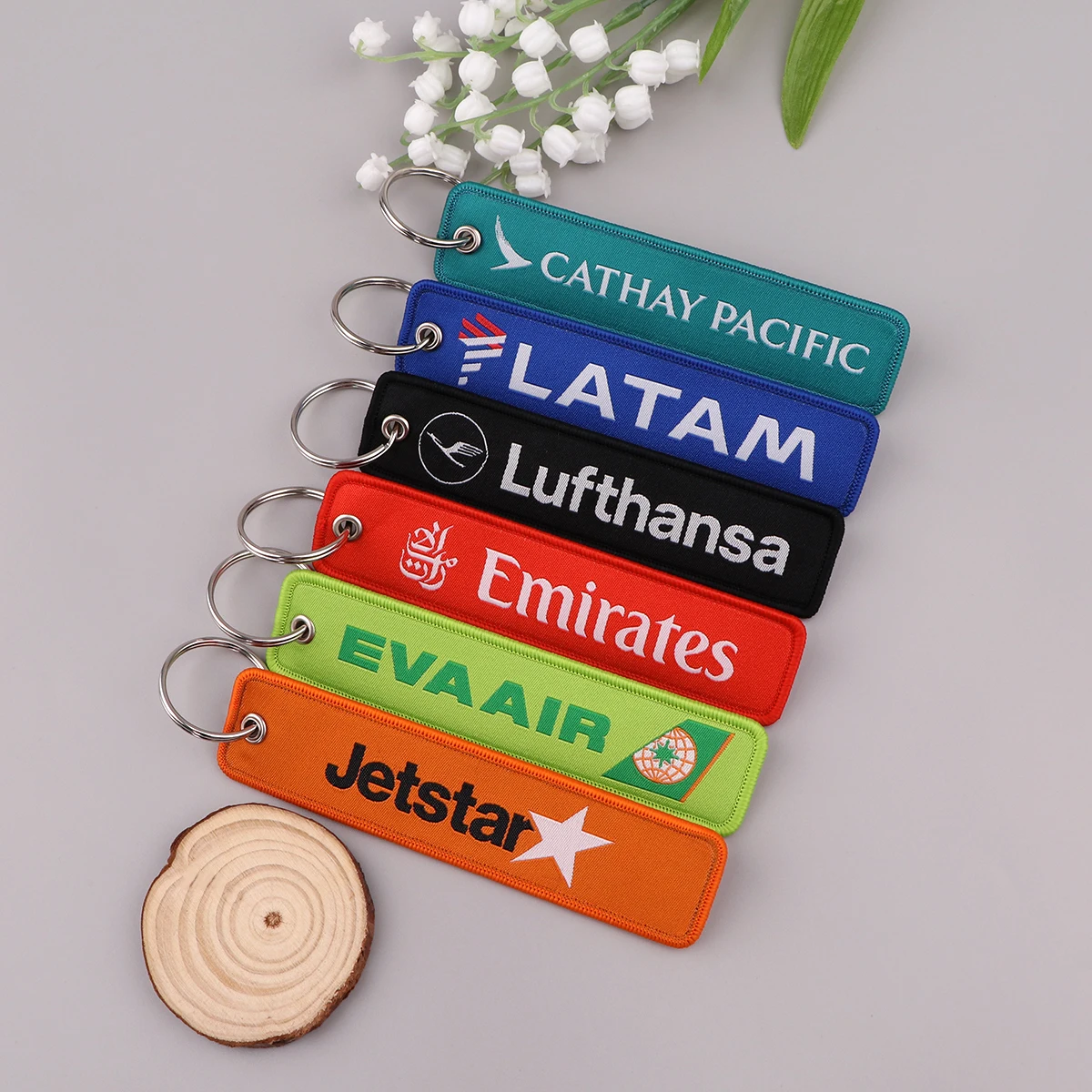 Airline Logo Keychain for Cars Backpack Key Holders CABIN CREW Fashion Embroidery Keyrings Key Tag Jet Tag Accessories Gift 1pcs view 4