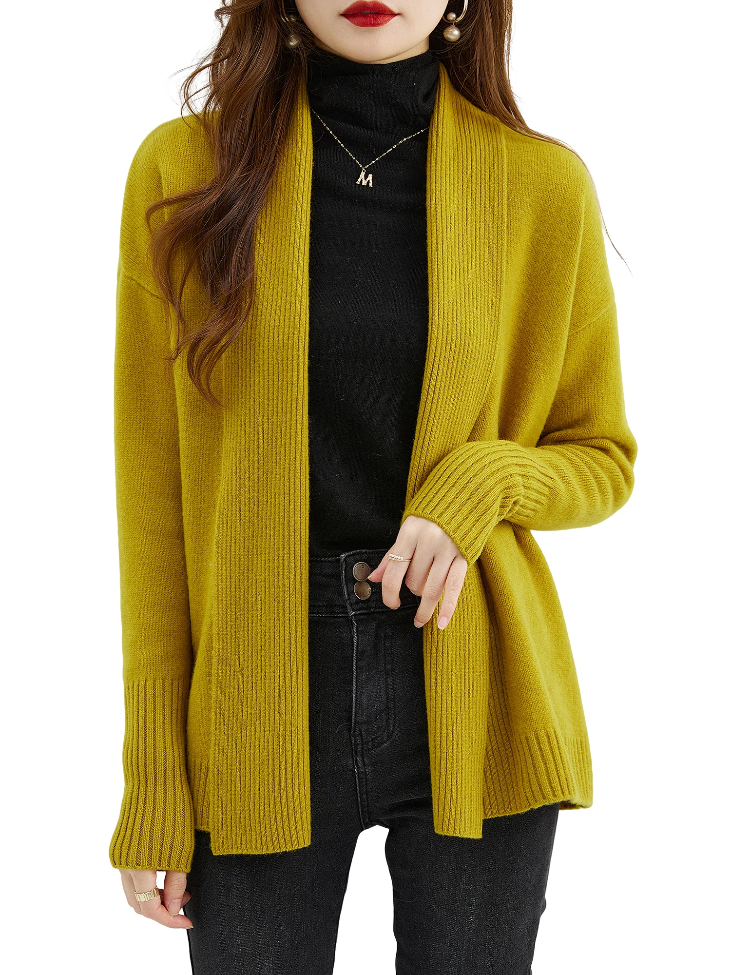 Women's Cardigans 100% Merino Wool Sweater 2023 Fall Winter Fashion Warm Soft Long Sleeve Knitted Cardigan Sweater y2k Clothing