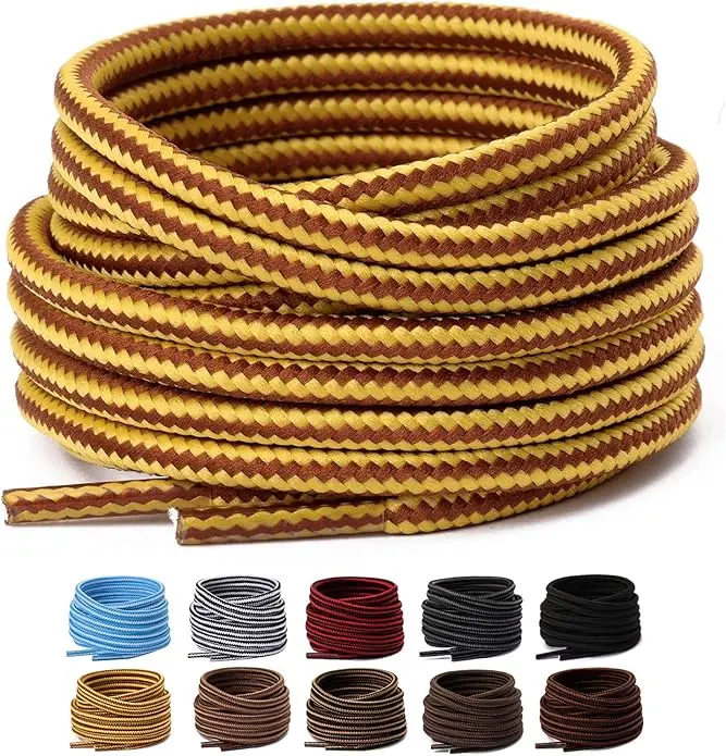 Boots Round Shoelaces Striped Double Color Shoe Laces Outdoor Hiking Leisure Boots Shoe Laces Sneakers Casual Shoe Accessories