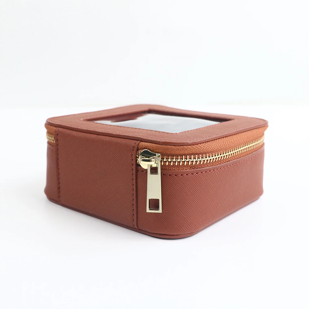 Customized Name New PU Leather PVC Cosmetic Square Toiletry Bag, Transparent and Visible, Portable Storage
