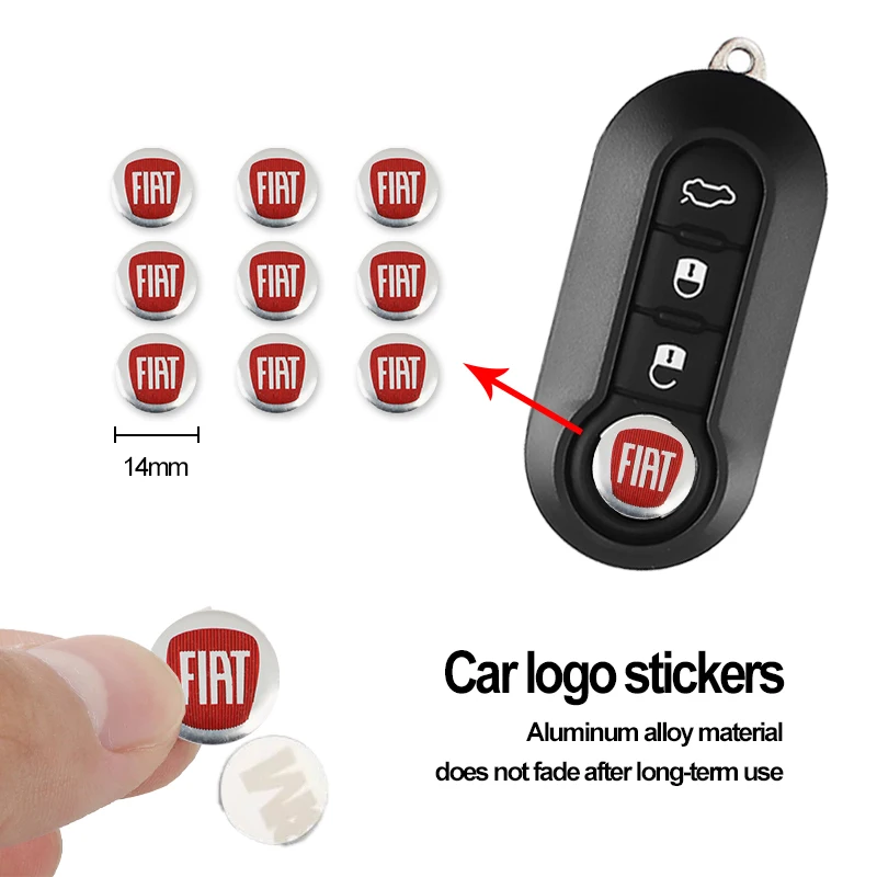Emblema de Chave de Carro em Liga de Alumínio, Adesivos 3D de Logotipo Automotivo para FIAT Abarth Pulse Panda Tipo Strada 600 500X Mobi Doblo Fullback Freemont